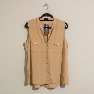 Button Down Sleeveless Blouse